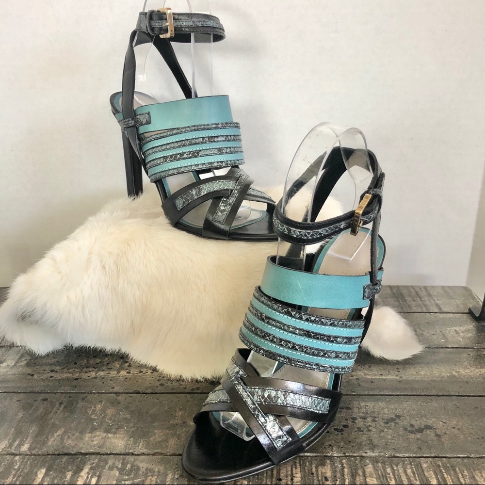 Jason Wu Python Snakeskin-Trimmed Heel Sandals - image 1